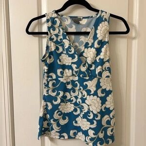 Ann Taylor Blue and White Sleeveless Blouse